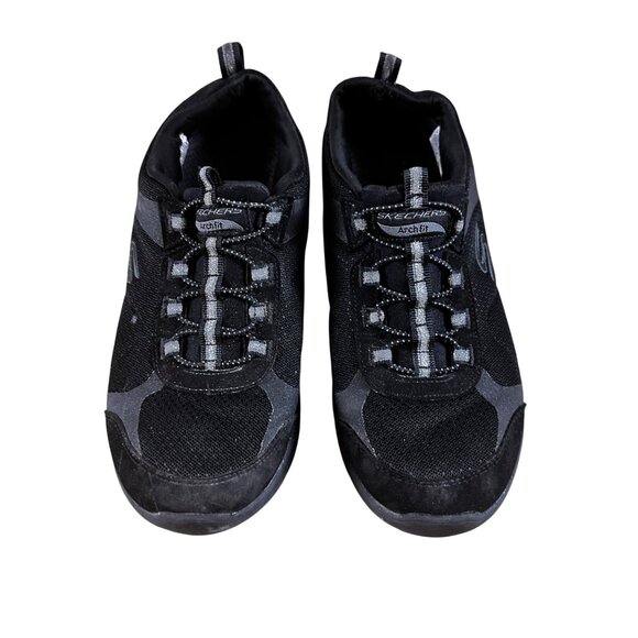 Skechers ArchFit Size 7.5 Comfortable Casual Slip On Elastic Lace Black - Picture 1 of 12